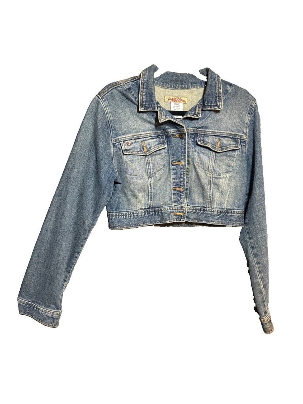 Paris Blues Denim Jacket Womens LARGE Cropped Ombré Short Crop Long sleeves